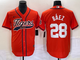 Detroit Tigers #28 Javier Báez Orange Cool Base Stitched Baseball Jersey