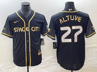Houston Astros #27 Jose Altuve Black City Connect Cool Base Stitched Baseball Jersey
