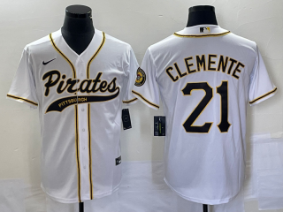 Pittsburgh Pirates #21 Roberto Clemente White Cool Base Stitched Baseball Jersey