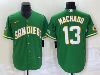 San Diego Padres #13 Manny Machado Green Cool Base Stitched Baseball Jersey
