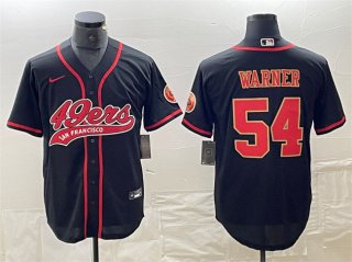 San Francisco 49ers #54 Fred Warner Black With Patch Cool Base Stitched Baseball