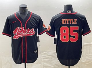 San Francisco 49ers #85 George Kittle Black With Patch Cool Base Stitched Baseball