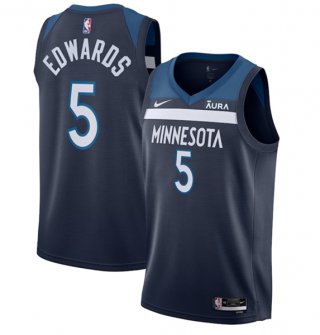 Minnesota Timberwolves #5 Anthony Edwards Navy Icon Edition Stitched Jersey