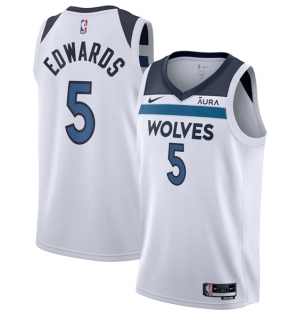 Minnesota Timberwolves #5 Anthony Edwards White Association Edition Stitched Jersey