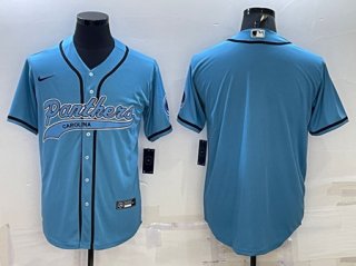 Carolina Panthers Blank Blue With Patch Cool Base Stitched Baseball Jersey