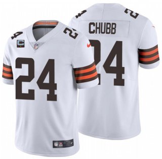 Cleveland Browns 2022 #24 Nick Chubb White With 1-Star C Patch Vapor Untouchable