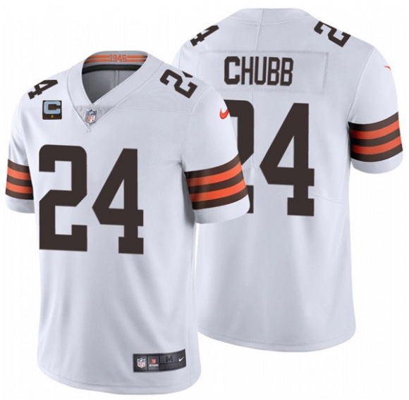 Cleveland Browns 2022 #24 Nick Chubb White With 1-Star C Patch Vapor Untouchable