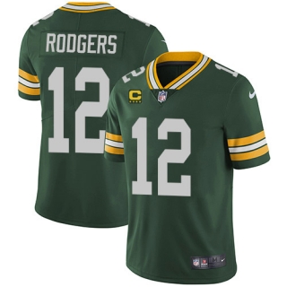 Green Bay Packers #12 Aaron Rodgers Green With 4-Star C Patch Vapor Untouchable