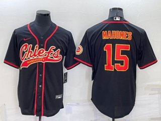 Kansas City Chiefs #15 Patrick Mahomes Black Cool Base Stitched Baseball Jersey