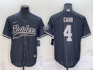 Las Vegas Raiders #4 Derek Carr Black With Patch Cool Base Stitched Baseball