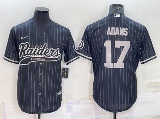 Las Vegas Raiders #17 Davante Adams Black With Patch Cool Base Stitched Baseball