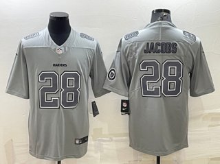 Las Vegas Raiders #28 Josh Jacobs Gray Atmosphere Fashion With Patch Stitched