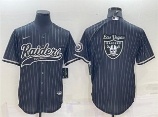 Las Vegas Raiders Black Team Big Logo With Patch Cool Base Stitched Baseball Jersey