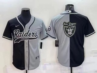 Las Vegas Raiders Blank Black Grey Split Team Big Logo With Patch Cool Base Stitched