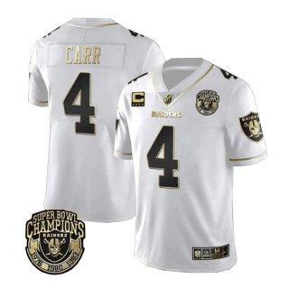 Las Vegas Raiders #4 Derek Carr White With C Patch Vapor Limited Stitched Jersey