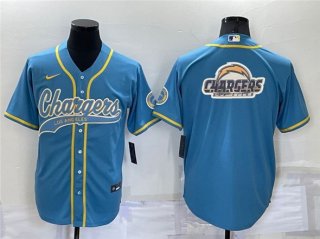Los Angeles Chargers Blue Team Big Logo With Patch Cool Base Stitched Baseball