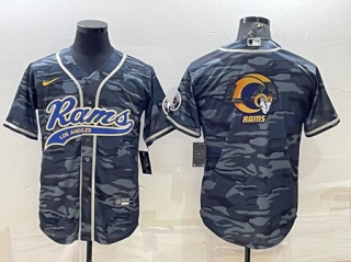 Los Angeles Rams Gray Camo Team Big Logo With Patch Cool Base Stitched Baseball