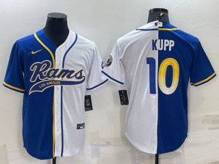 Los Angeles Rams #10 Cooper Kupp Royal White Split With Patch Cool Base Stitched