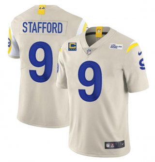 Los Angeles Rams 2022 #9 Matthew Stafford Bone White With 4-Star C Patch Stitched NFL