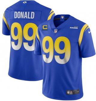 Los Angeles Rams 2022 #99 Aaron Donald Blue With 4-Star C Patch Stitched NFL Jersey