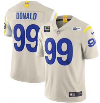 Los Angeles Rams 2022 #99 Aaron Donald Bone White With 4-Star C Patch Stitched NFL