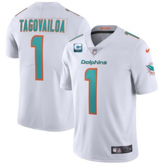 Miami Dolphins 2022 #1 Tua Tagovailoa White With 1-Star C Patch Vapor Limited
