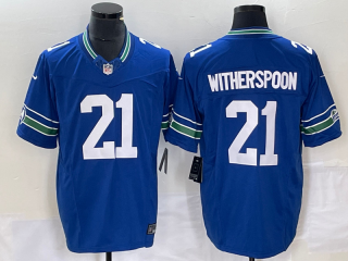 Seattle Seahawks #21 Devon Witherspoon Royal 2023 F.U.S.E. Vapor Limited Throwback Stitched Jer