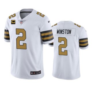 New Orleans Saints 2022 #2 Jameis Winston White With 4-Star C Patch Color Rush Limited