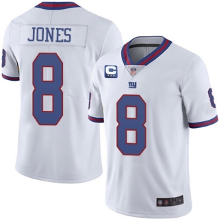 New York Giants 2022 #8 Daniel Jones White With 3-Star C Patch Stitched NFL Jersey