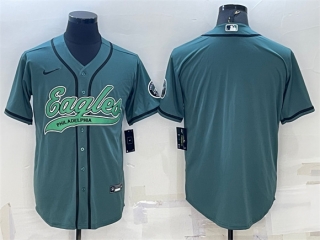 Philadelphia Eagles Blank Green With Patch Cool Base Stitched Baseball Jersey