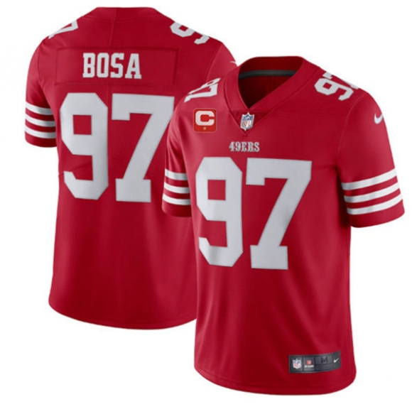 San Francisco 49ers 2022 #97 Nike Bosa Red Scarlet With 1-Star C Patch Vapor