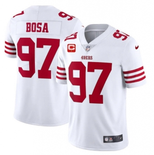 San Francisco 49ers 2022 #97 Nike Bosa White Scarlet With 1-Star C Patch Vapor