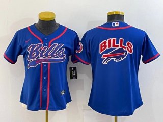Women's Buffalo Bills Royal Team Big Logo With Patch Cool Base Stitched Baseball run small