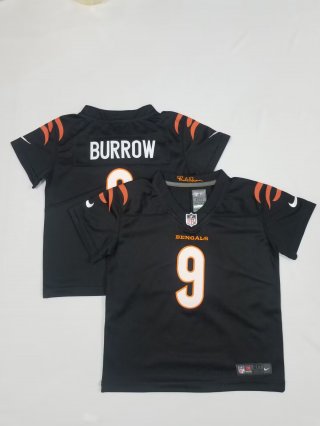 Cincinnati Bengals #9 Joe Burrow Black toddler jersey