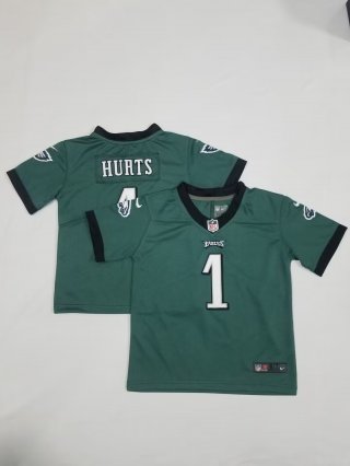 Philadelphia Eagles #1 Jalen Hurts green toddler jersey