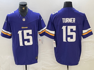 Minnesota Vikings #15 Dallas Turner Purple 2024 Draft F.U.S.E Vapor Football Stitched