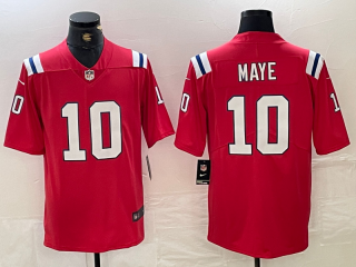 New England Patriots #10 Drake Maye red 2024 Draft F.U.S.E. Vapor Limited Football