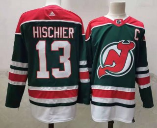 Men's New Jersey Devils #13 Nico Hischier green Stitched Jersey