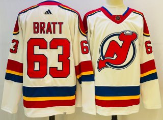 Men's New Jersey Devils #63 Jesper Bratt white jersey