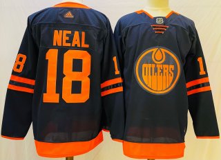 Men's Edmonton Oilers #18 navy Stitched Jersey