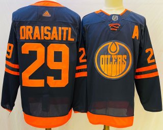 Men's Edmonton Oilers #29 Leon Draisaitl Navy Stitched Jersey