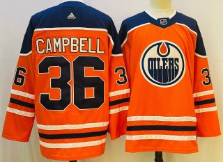 Men's Edmonton Oilers #36 Jack Campbell Orange Stitched Jersey