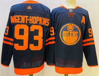 Men's Edmonton Oilers #93 Ryan Nugent-Hopkins Navy Stitched Jersey
