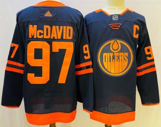 Men's Edmonton Oilers #97 Connor McDavid Navy Stitched Jersey