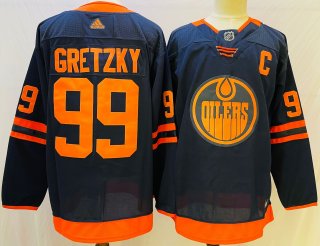 Men's Edmonton Oilers #99 Wayne Gretzky Navy Stitched Jersey