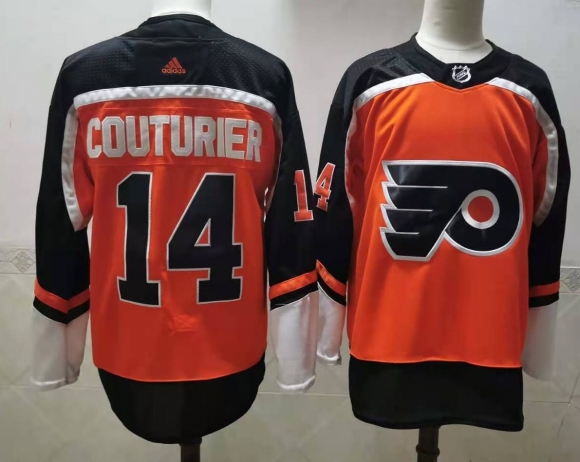Men's Philadelphia Flyers #14 Sean Couturier Orange Reverse Retro Stitched Jersey