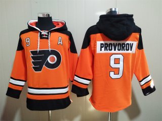 Men's Philadelphia Flyers #9 Ivan Provorov Orange Ageless Must-Have Lace-Up Pullover Hoodie