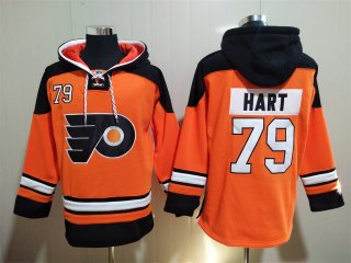 Men's Philadelphia Flyers #79 Carter Hart Orange Ageless Must-Have Lace-Up Pullover