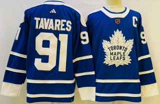 Men's Toronto Maple Leafs #91 John Tavares Blue 2022-23 Reverse Retro Stitched Jersey