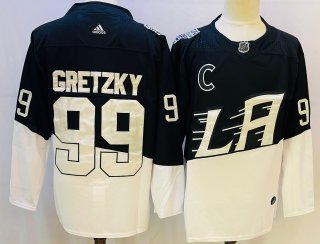 Men's Los Angeles Kings #99 Wayne Gretzky black white jersey